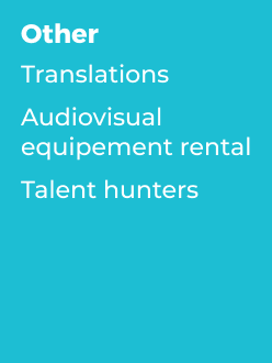 Other Services - Translations, Audiovisual equipment rental, Talent hunters